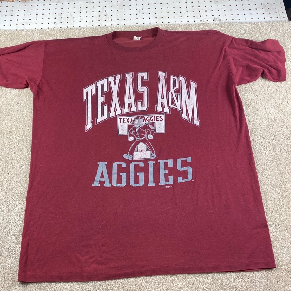 Vintage 90s Texas A&M Aggies‎ Graphic T Shirt Maroon One Size Fits All 3XL - 4XL